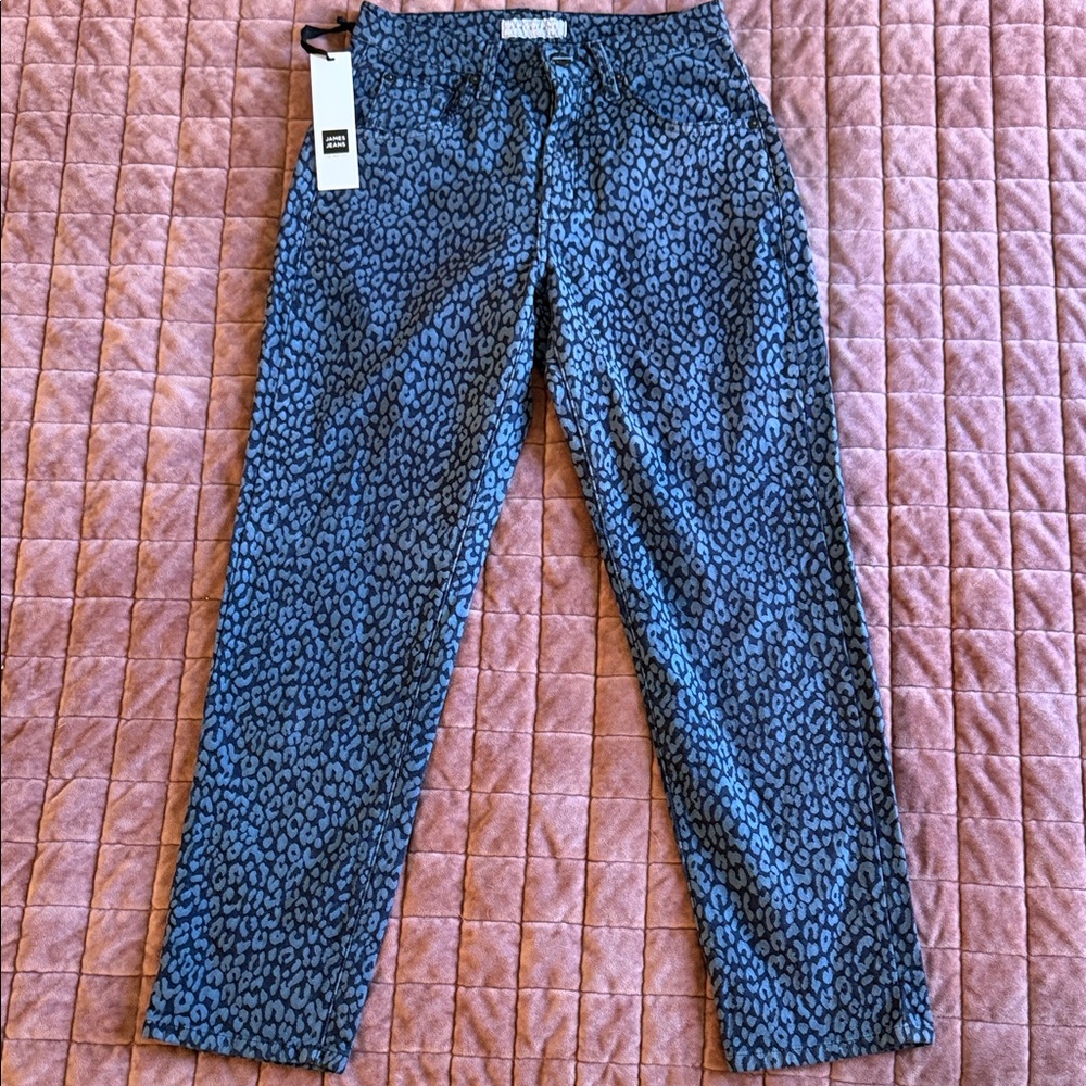 NWT James Jeans Blue Leopard Print High Waisted Jeans Size 25